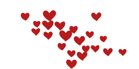 Heart confetti falling beautifully chaotically.