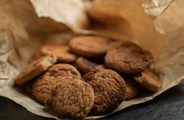 Some of delicious cookies on a parchment paper