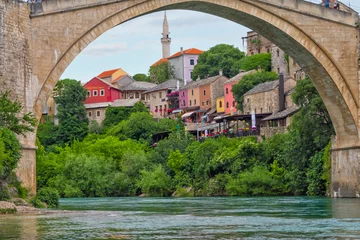 Photo sur Plexiglas Stari Most Vieux pont sur la rivière Neretva, Site du patrimoine mondial de l& 39 UNESCO, Mostar, Bosnie-Herzégovine