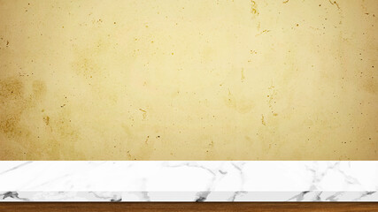 Empty brown wooden table and brown wall, Use as product display montage.