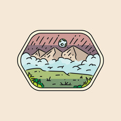 Illustration landscape mountain badge and emblem design vector