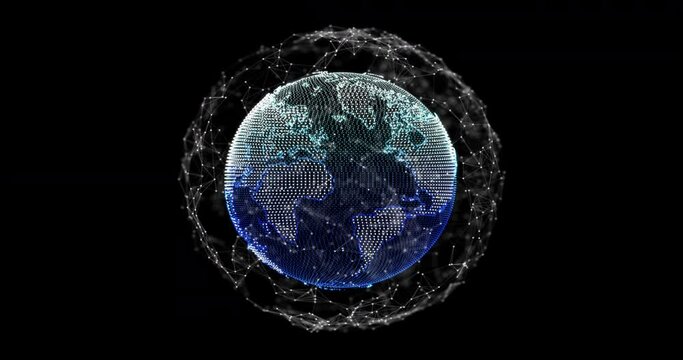 Spinning globe sphere in modern and elegant style, for the cyber and futuristic concept, rotation world, orbit earth for technology background, with a depth of field effect