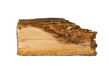 Fototapeta premium Old wooden slat isolated on a white background.