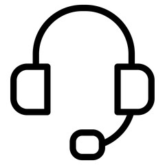 Customer service or customer support headset or headphones flat vector icon for apps and websites, Microphone and Headphones icon logo vector symbol