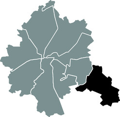 Black location map of the Kharkovian Industrialnyi district (raion) of Kharkiv, Ukraine