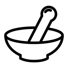 mortar and pestle, black and white vector and illustration, isolated on white background. Mortar Pestle Vector Icon, Mortar and pestle pharmacy flat icon for apps and websites, Pharmacy