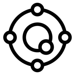 Cells line, Molecule symbol, outline style pictogram on white background. Science and education sign for mobile concept and web design. Vector graphics, Molecule vector icon, Isolated on white