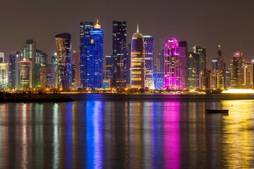 Fototapeta na wymiar Doha City downtown, Qatar at night