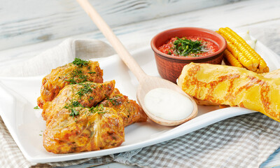 delicious boiled corn spread deliciously on a plate