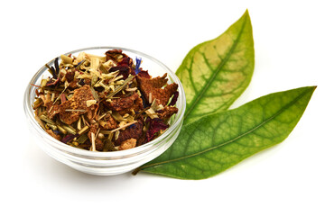 Arabian fruit tea, isolated on white background. High resolution image