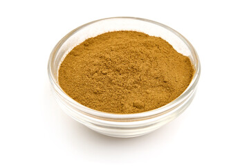 Dried Cinnamon powder, isolated on white background. High resolution image