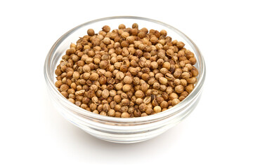 Dried coriander, isolated on white background. High resolution image