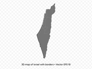 3D map of Israel with borders isolated on transparent background, vector eps illustration