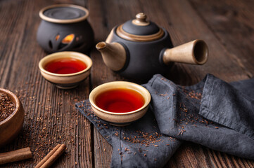 Fototapeta na wymiar Freshly made Rooibos tea full of antioxidants