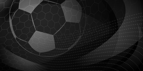 Football or soccer background with big ball in black colors © Olga Moonlight