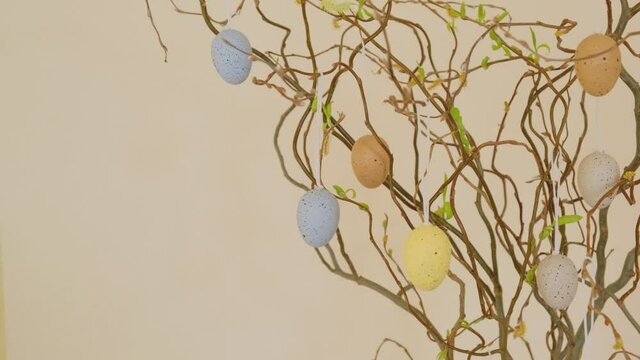 Easter tree on yellow background