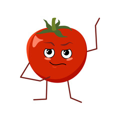 Cute tomato character with face and emotions