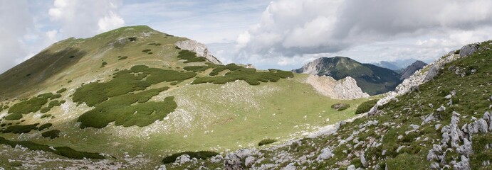 Karavanke ridge with Weinasch mountain west of Stol mountain in Karavanke on the Austrian-Slovenian border