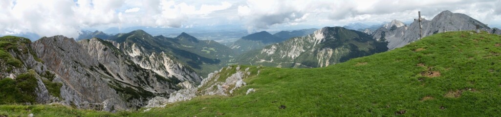 view from the Karavanka border ridge to the the Barental valley in Karavanke on the Austrian-Slovenian border