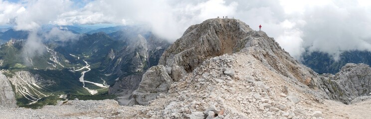 the top of Jôf di Montasio mountain in the Julian Alps in Italy