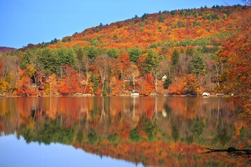 Fall Reflections on Goodyear Lake. Town of Milford, NY.
