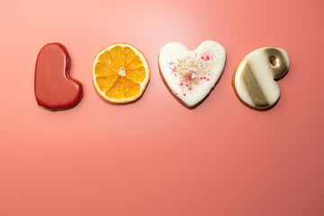 the word love is laid out from ginger cookies