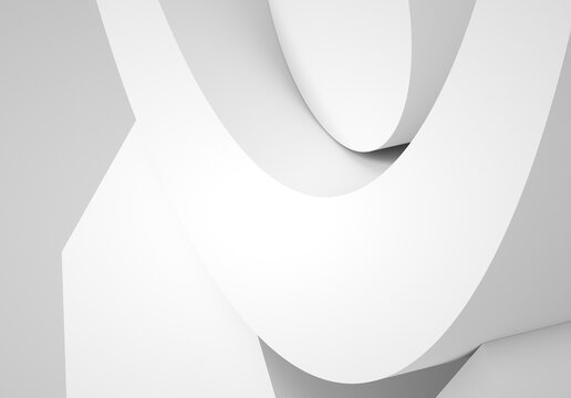 Abstract minimal background. White geometric 3d shapes