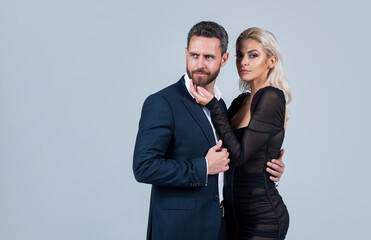 formal couple in love embrace having romantic relations, love