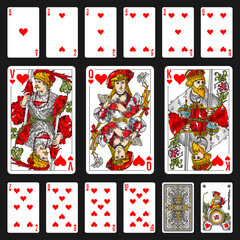 Hearts suite design for a pack of traditional style playing cards