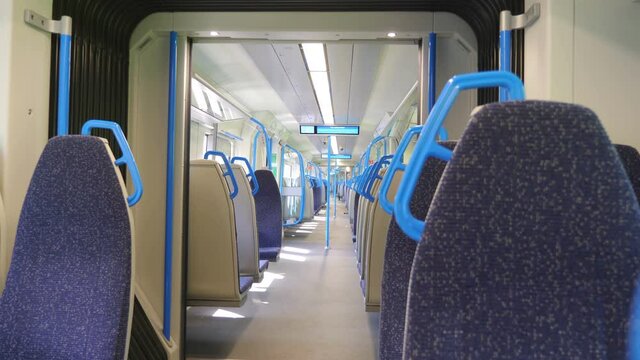 Empty train during pandemic time in 4k slow motion 60fps