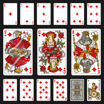 Diamonds suite design for a pack of traditional style playing cards