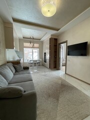 living room interior with sofa and tv