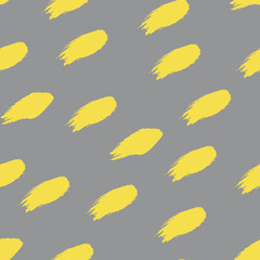 Brushstroke paint on yellow background stroke seamless pattern. Vector illustration gray and yellow background. Vector