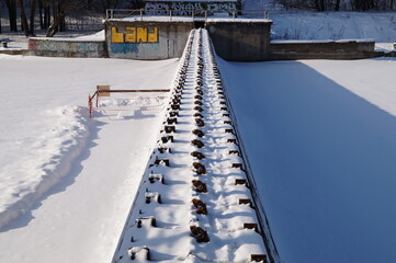 dam across the river in winter