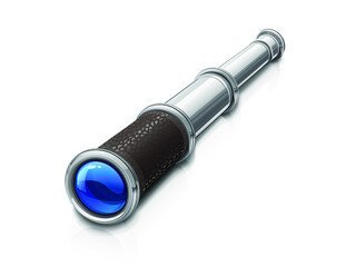 Spyglass. Lookout pipe. Marine optical tool. Vector illustration.