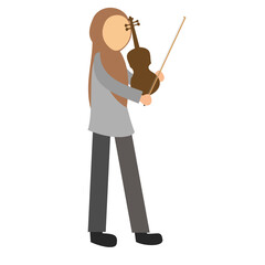 vector cartoon illustration of hijab woman playing a violin musical instrument