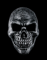 Human skull isolated on black background with clipping path