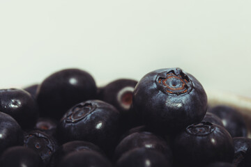 Large ripe blueberries close up. Film Aesthetic