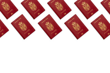 Serbian passports on white background