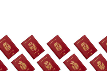 Serbian passports on white background