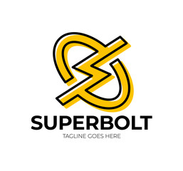 Initial Letter S with Thunder Logo Design. Circle Bolt Logo - Letter S. Simple line flash logotype