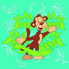 Illustration vector cute monkey cartoon