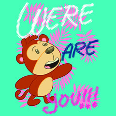 Illustration vector cute monkey cartoon