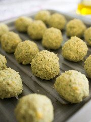 Raw falafel batter ready to fry