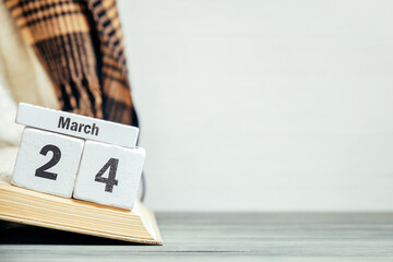 24 twenty fourth day of Spring month calendar march with copy space.