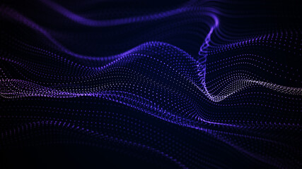 Futuristic point wave. Abstract background with a dynamic wave.Connecting background. Abstract wave. Artificial intelligence. Big data technology 3d rendering