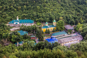 Fototapeta na wymiar View from a hill above Holy Trinity Monastery in Saharna village, Moldova