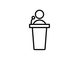 Public speach icon in flat style. Podium conference vector illustration on white isolated background. Tribune debate business concept.