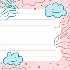 Blank Note Paper with a colorful background, ready for your message. Vector illustration.