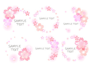 桜の花のイラストのフレーム素材、水彩風